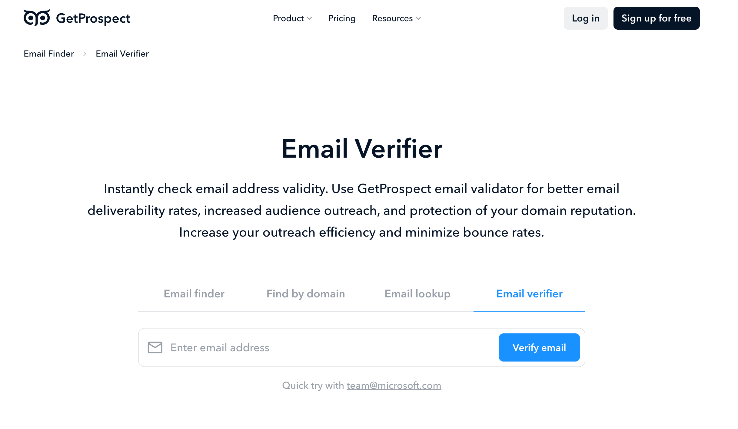 This is an image showing the GetProspect landing page