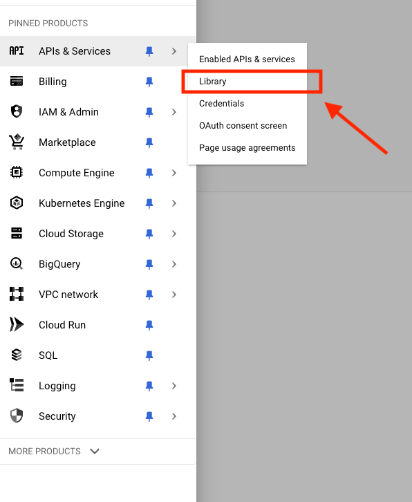 Google Cloud Console APIs & Services -> Library
