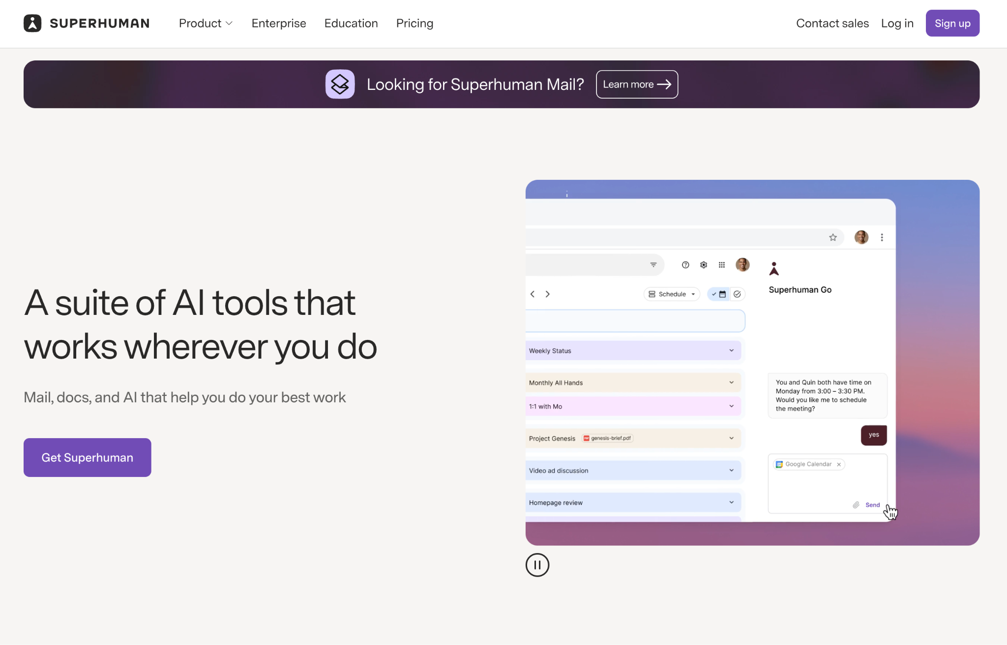 Superhuman homepage
