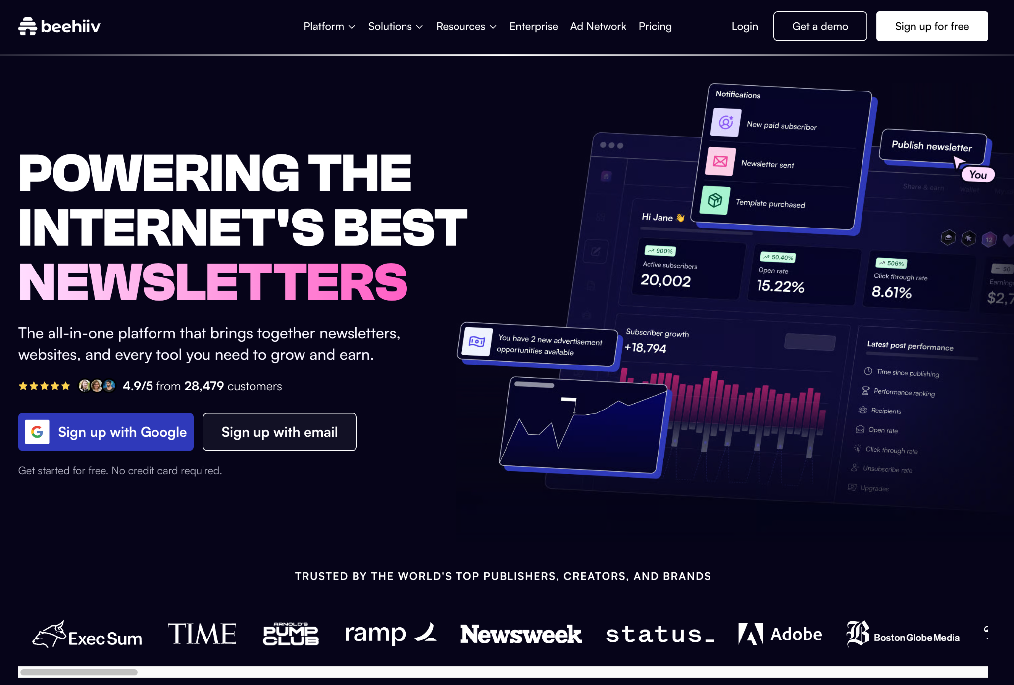Beehiiv homepage