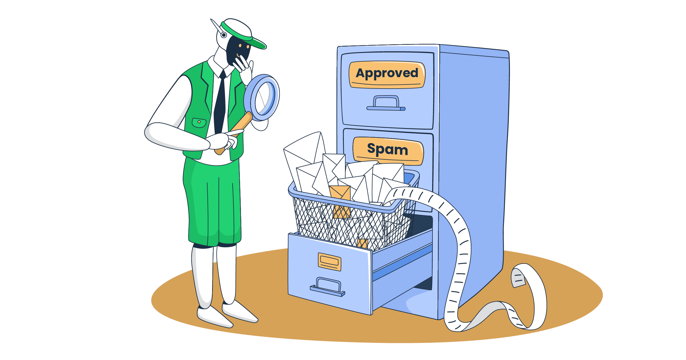 This graphic is a symbolic representation of an email marketing audit for an article that covers the topic in detail.