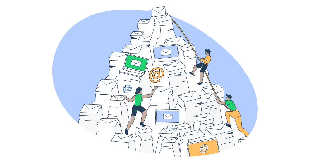 This image is a symbolic graphic representation of email list growth for an article that covers the topic in detail.