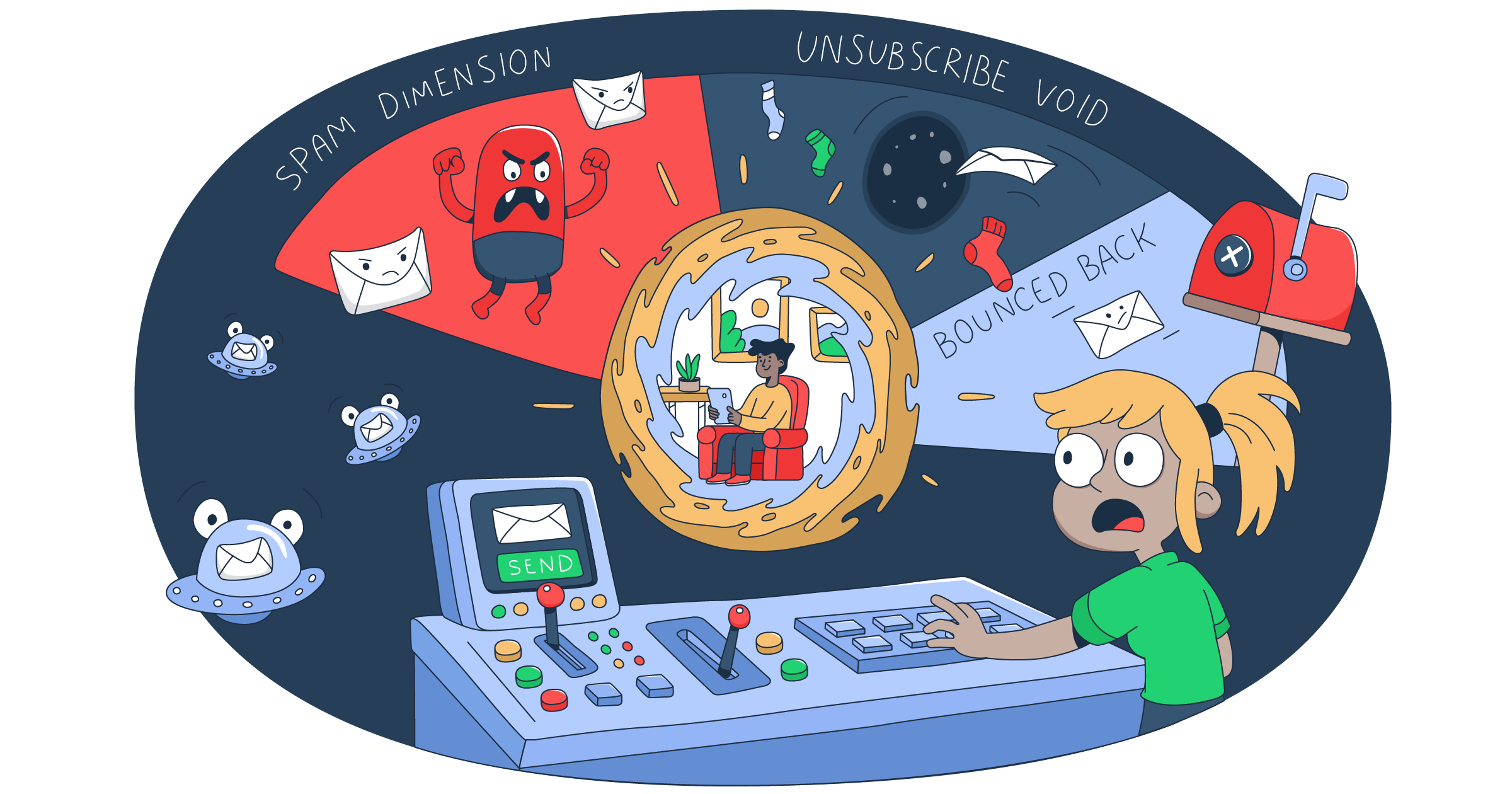 Symbolic graphic representation of email marketing tips for an article that covers the topic in detail.