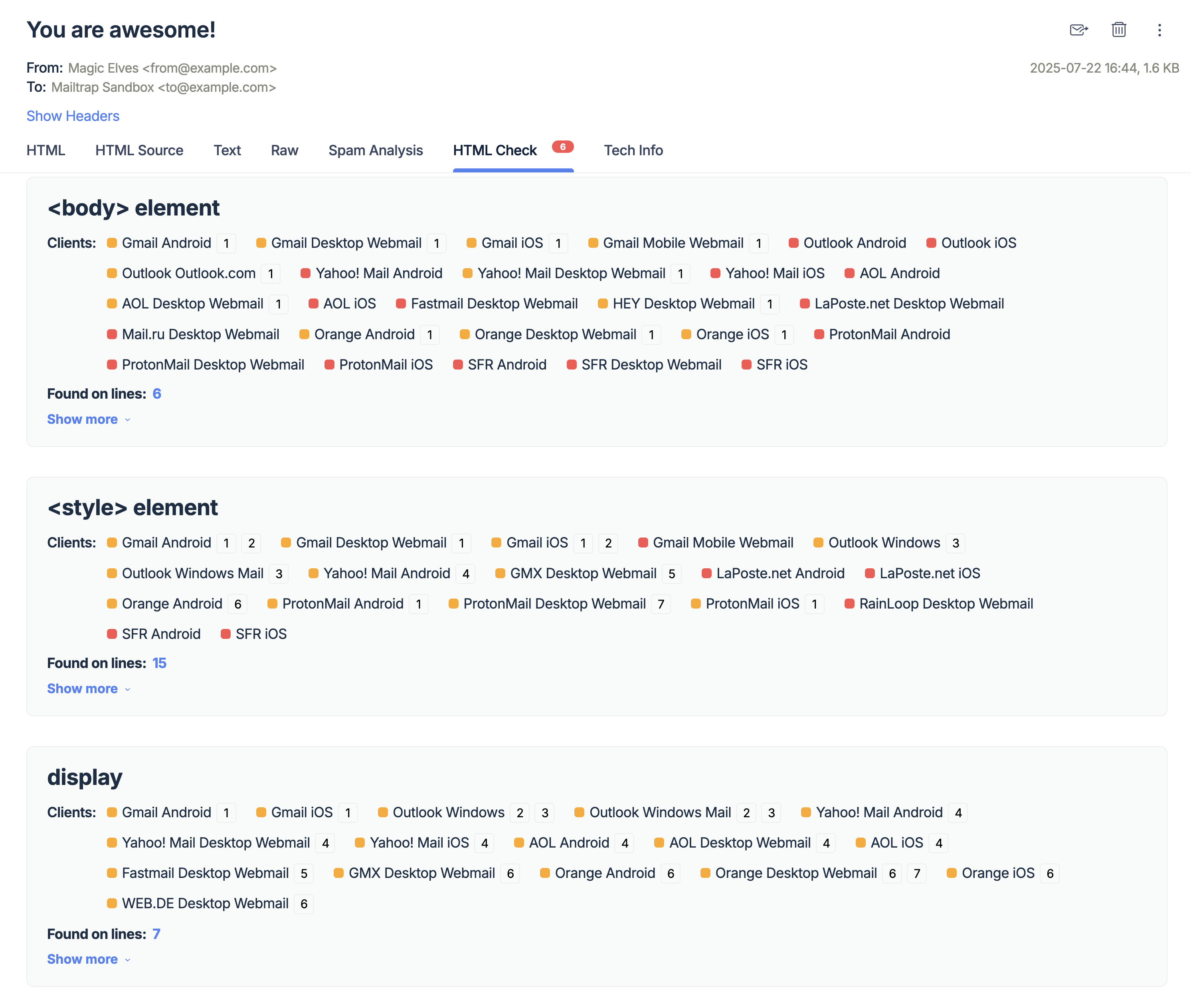 Mailtrap sandbox improvement suggestions