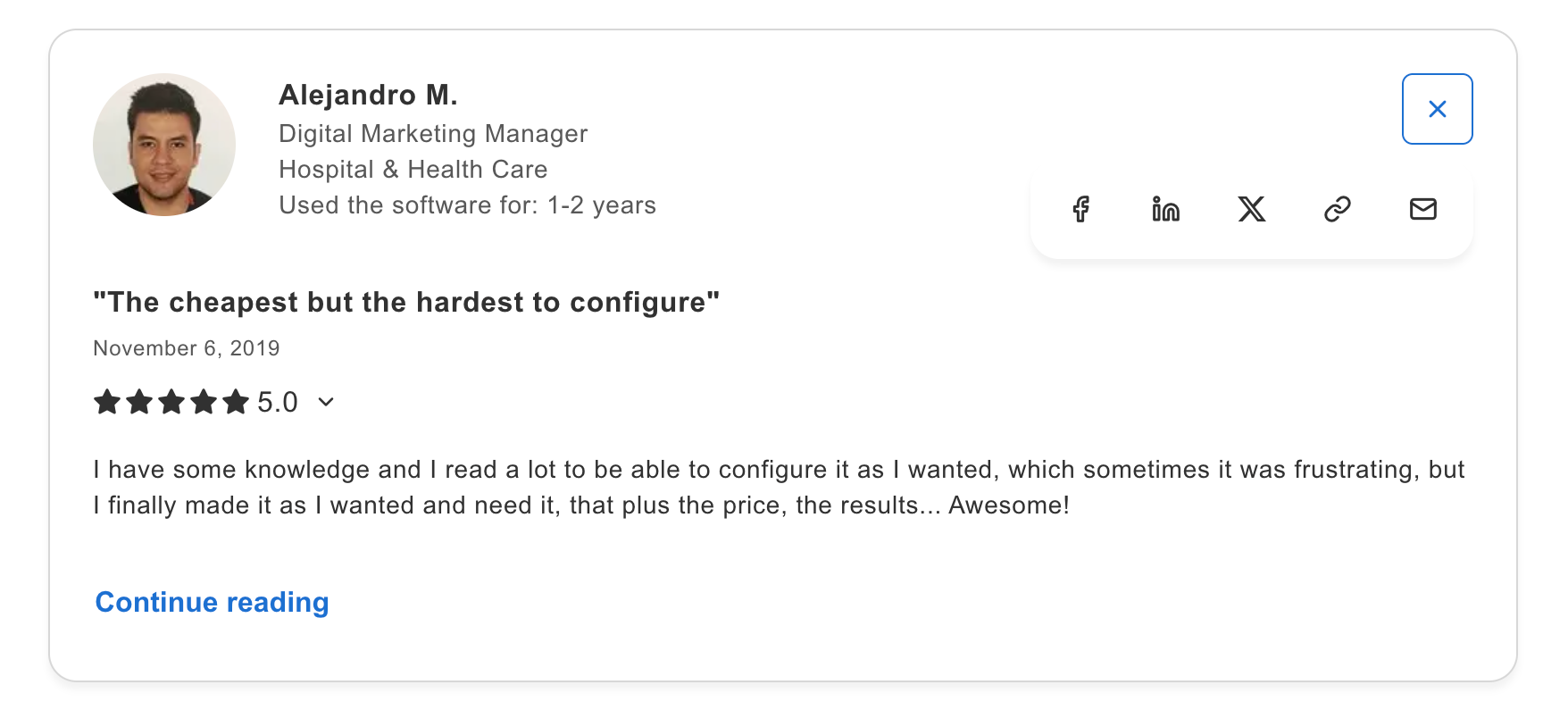 Capterra customer review