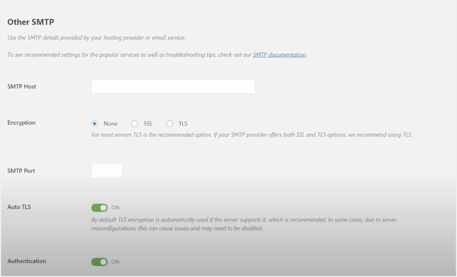 This is an image showing the WP Mail SMTP other mailers settings