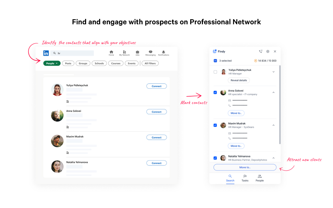 Reply.io LinkedIn prospecting workflow for finding and engaging potential leads.