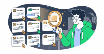 This is a symbolig graphic representation of searching for best email marketing agencies for an aticle that covers the topic in detail.