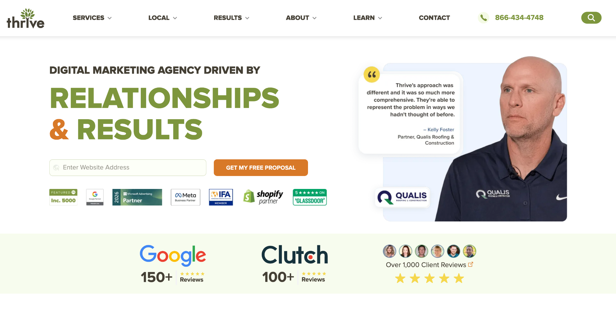 Thrive Internet Marketing Agency homepage 