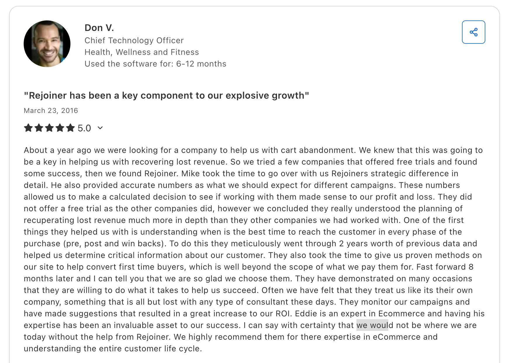 Rejoinder user Capterra review
