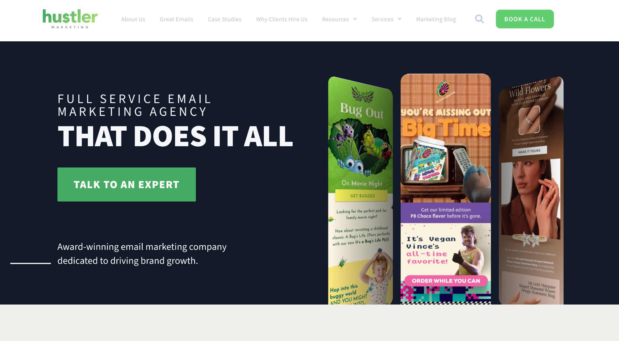 Hustler Marketing homepage
