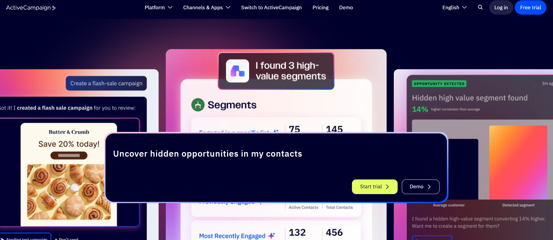 ActiveCampaign's homepage