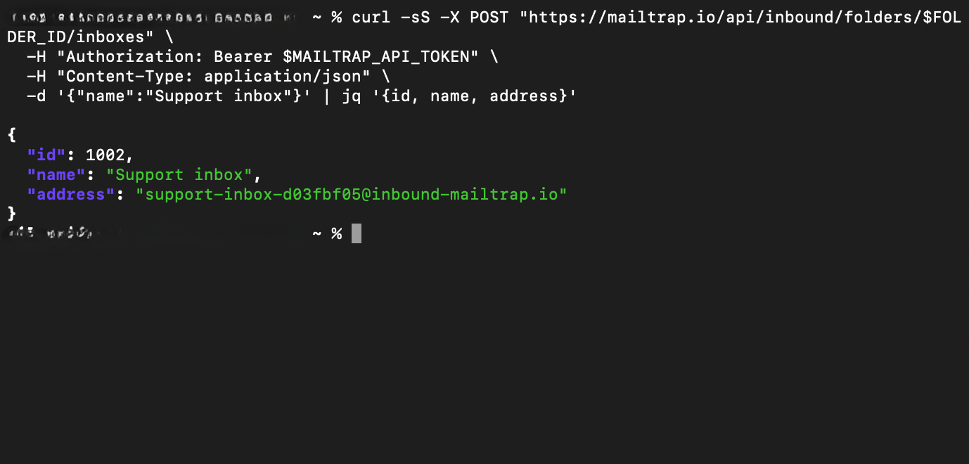 Mailtrap inbound inbox creation terminal commands