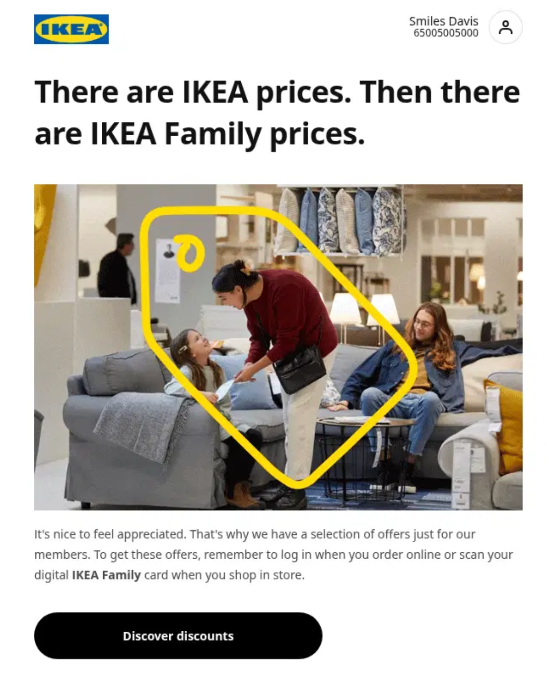 Ikea members-only email campaign