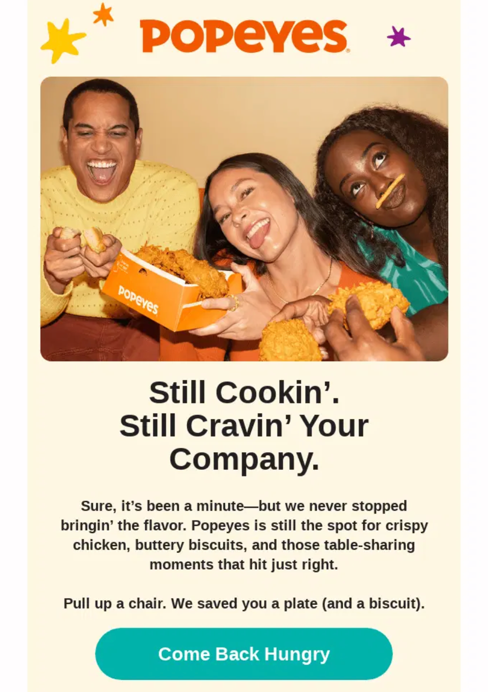Popeyes win-back email example