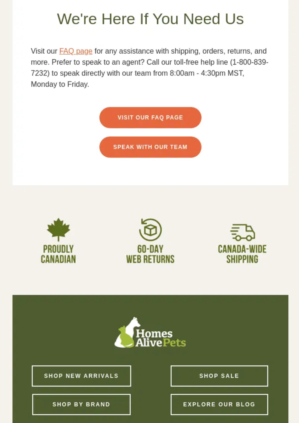 Homes Alive Pets post purchase email reminders