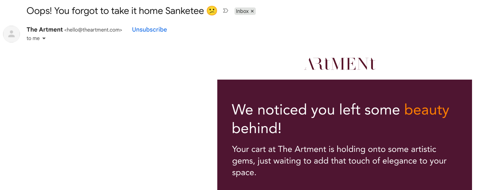 Personalized product recommendation from The Artment