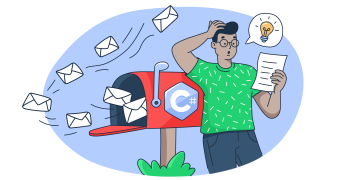 This is a symbolic graphic representation of inbound emails with C# for an article that covers the topic in detail.