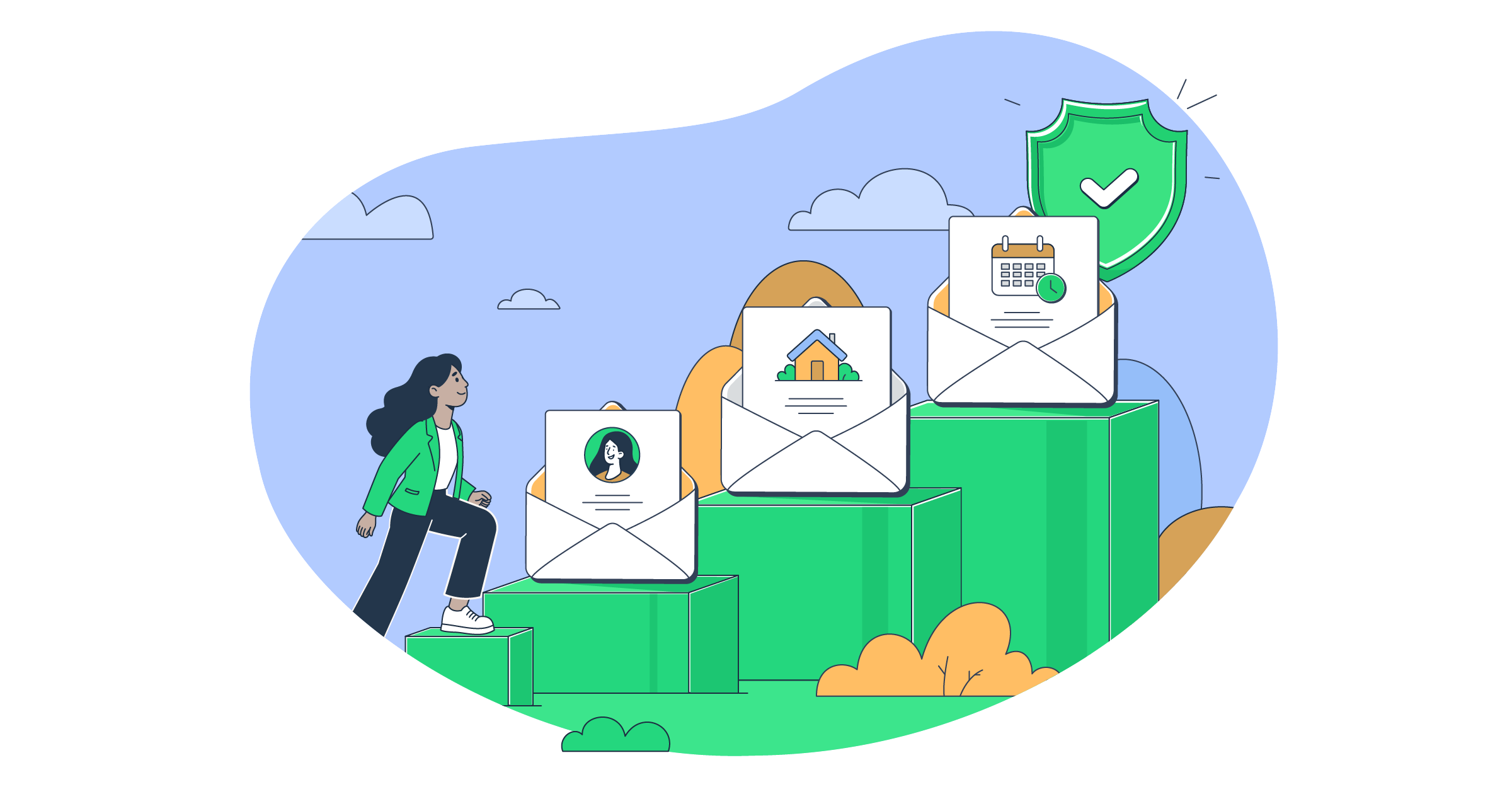 This is a symbolic graphic representation of email marketing for insurance agents for an article that covers the topic in detail