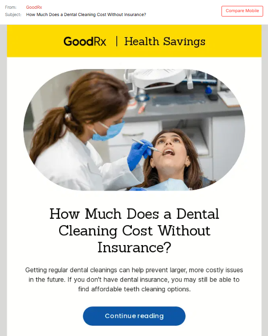 GoodRx educational drip campaign email example