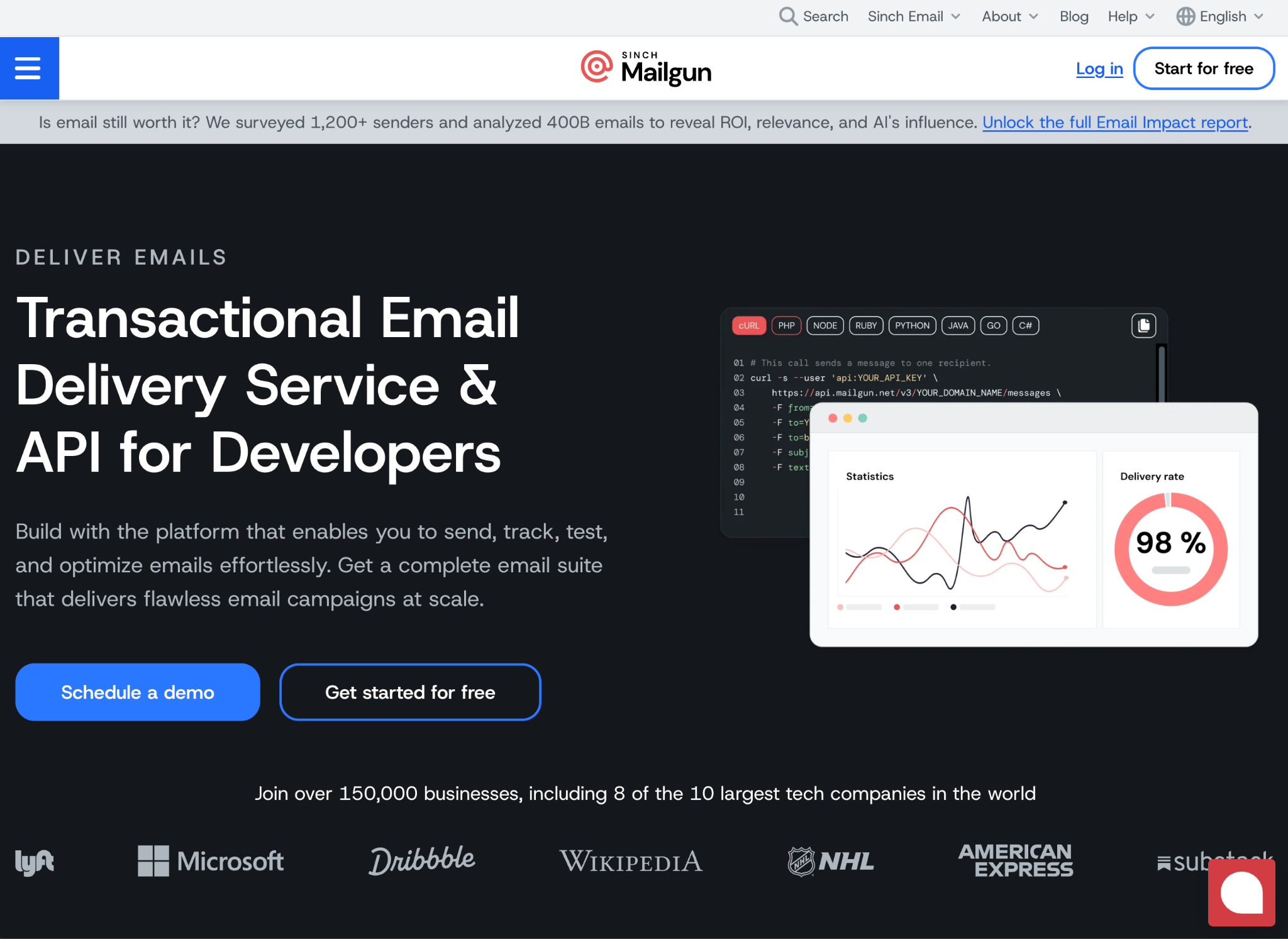 Mailgun homepage