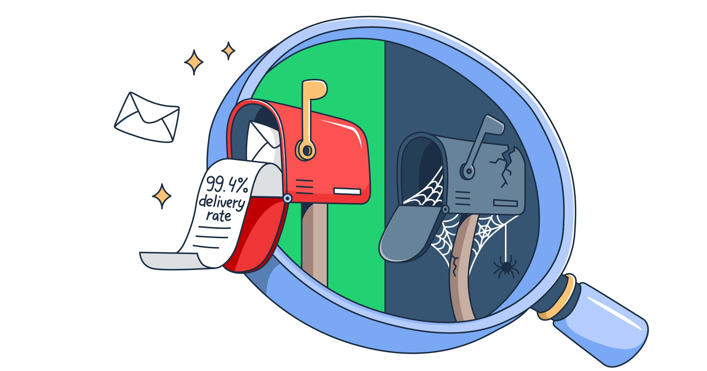 This is a symbolic graphic representation of email deliverability monitoring for an article that covers the topic in detail.