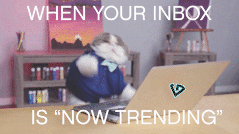 When your inbox is "now trending" - a cat typing super quickly on the laptop