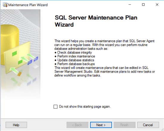 SQL maintenance plan wizard
