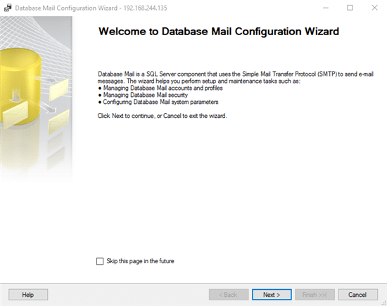 Database Mail configuration wizard