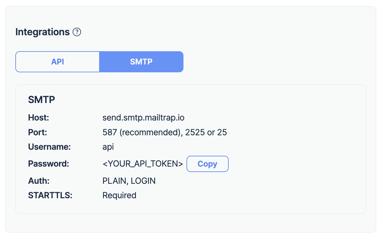 Mailtrap Email API SMTP integration
