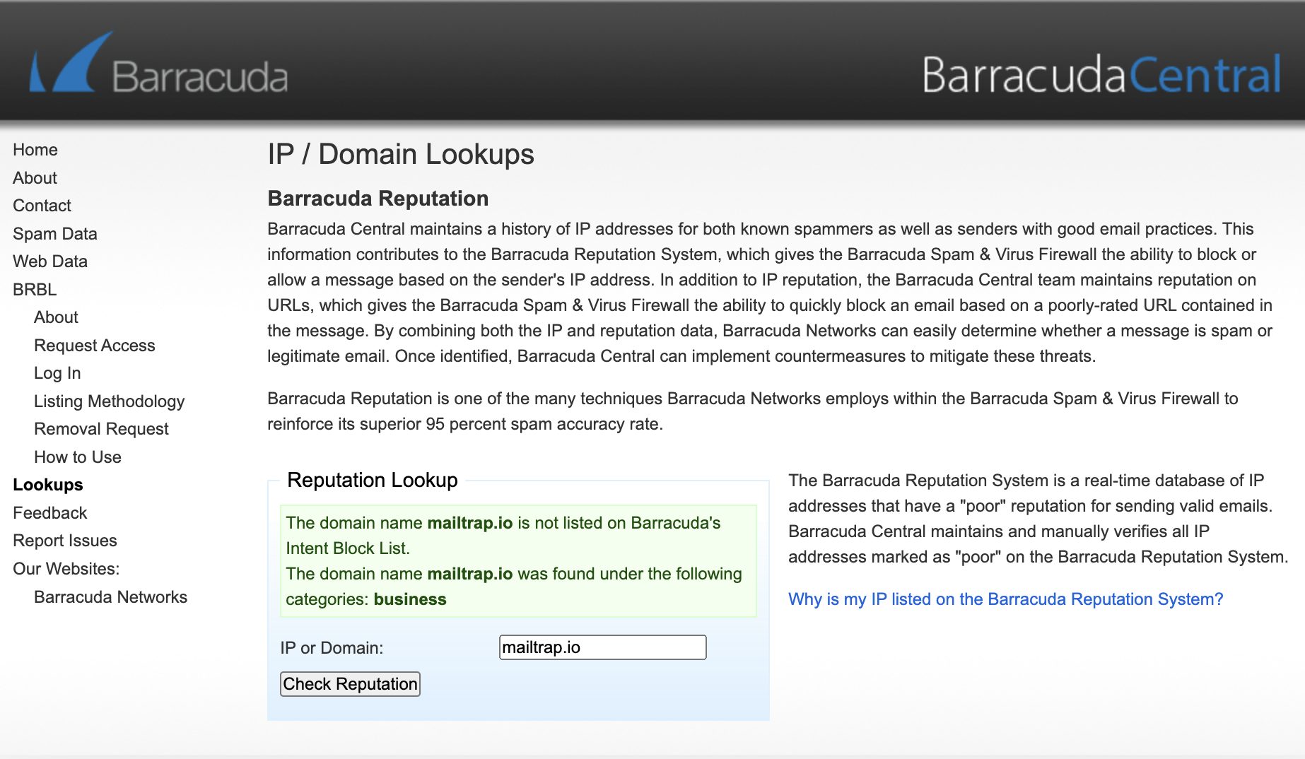 Barracuda Central results for Mailtrap