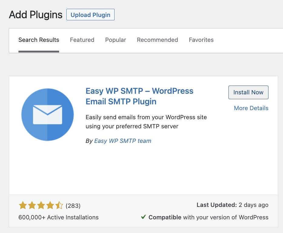 Installing Easy WP SMTP plugin