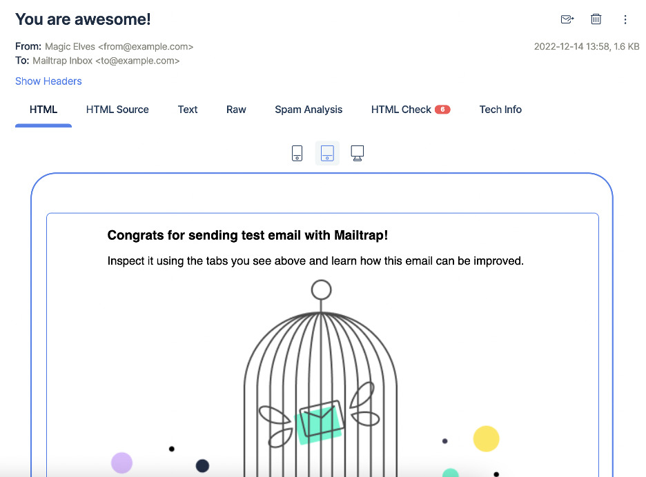 This is an image showing the Mailtrap email preview feature  