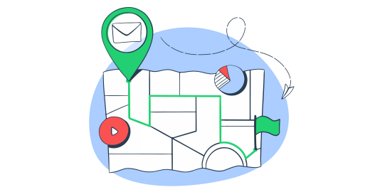 Email marketing strategy displayed as a map