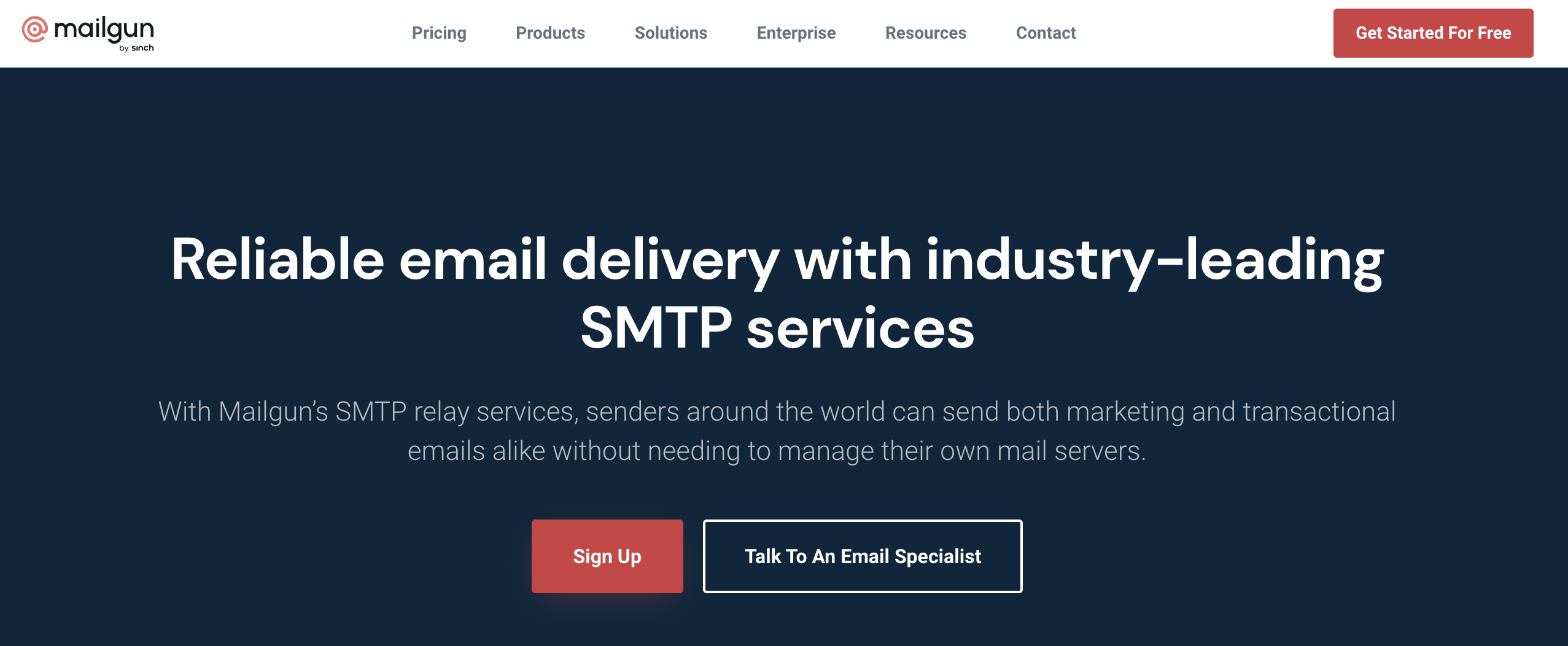 Mailgun SMTP service home page