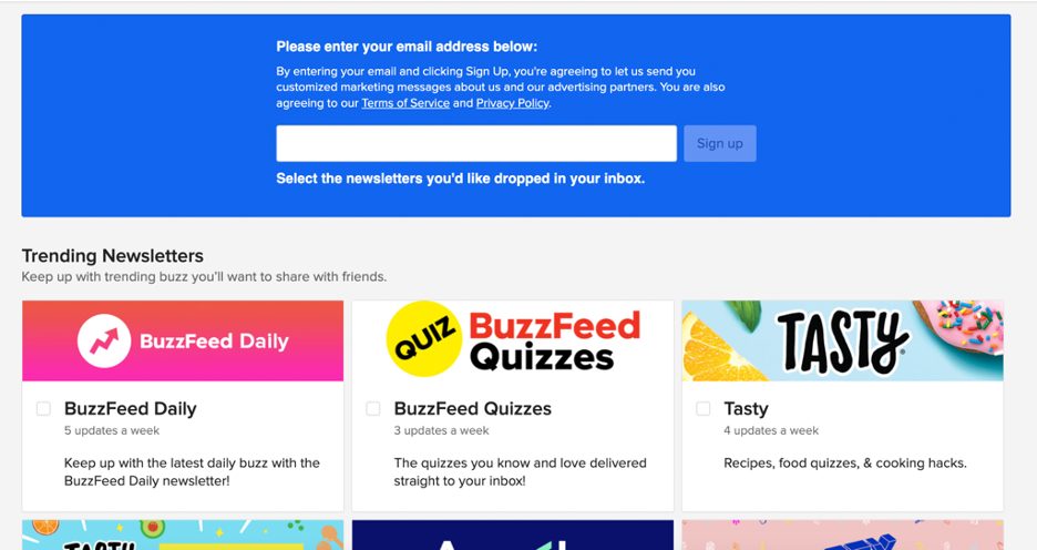 Centro de preferências do BuzzFeed