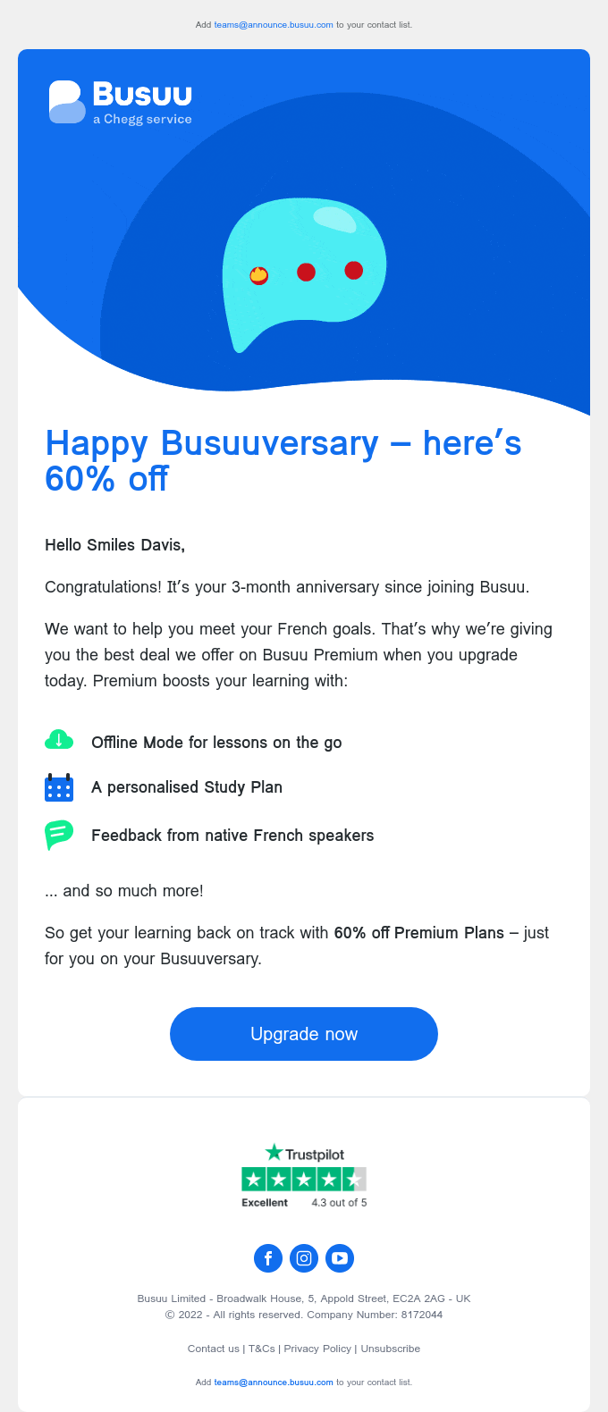 Busuu news letter example