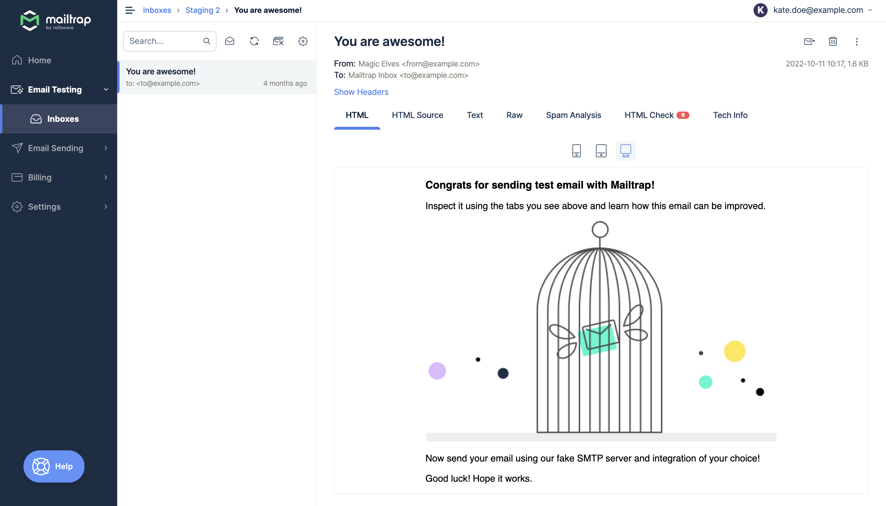 Mailtrap Email Testing Inbox