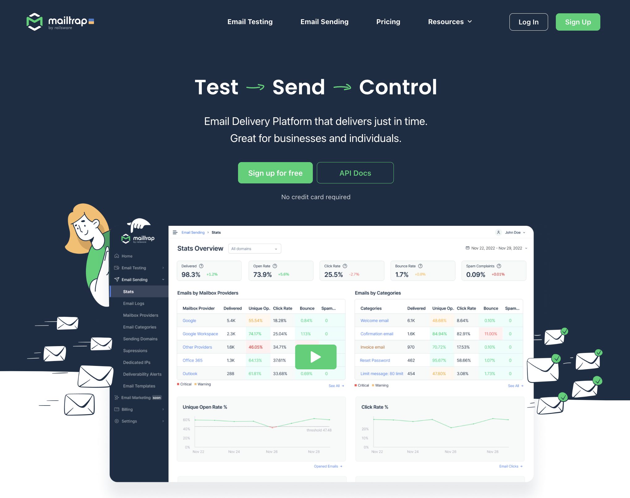 Mailtrap landing page