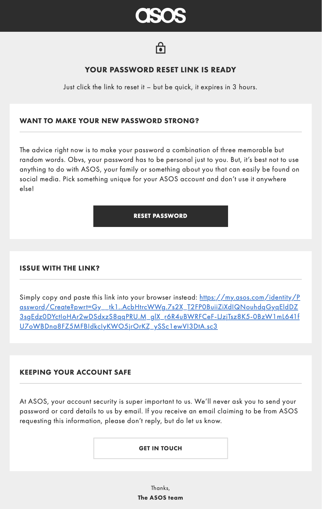 Asos transactional email 