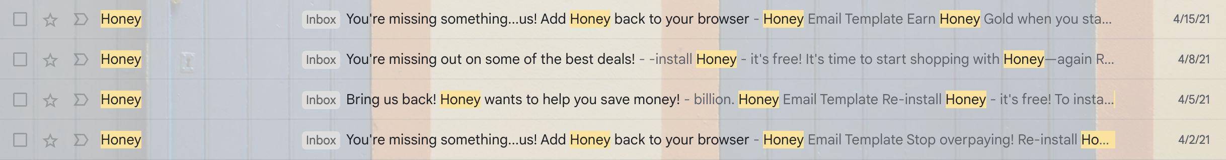 Honey drip campaign in Gmail 