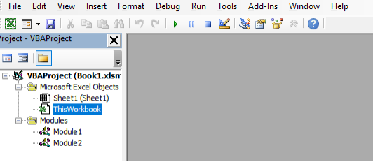 Opening an Excel workbook in the VBA editor 