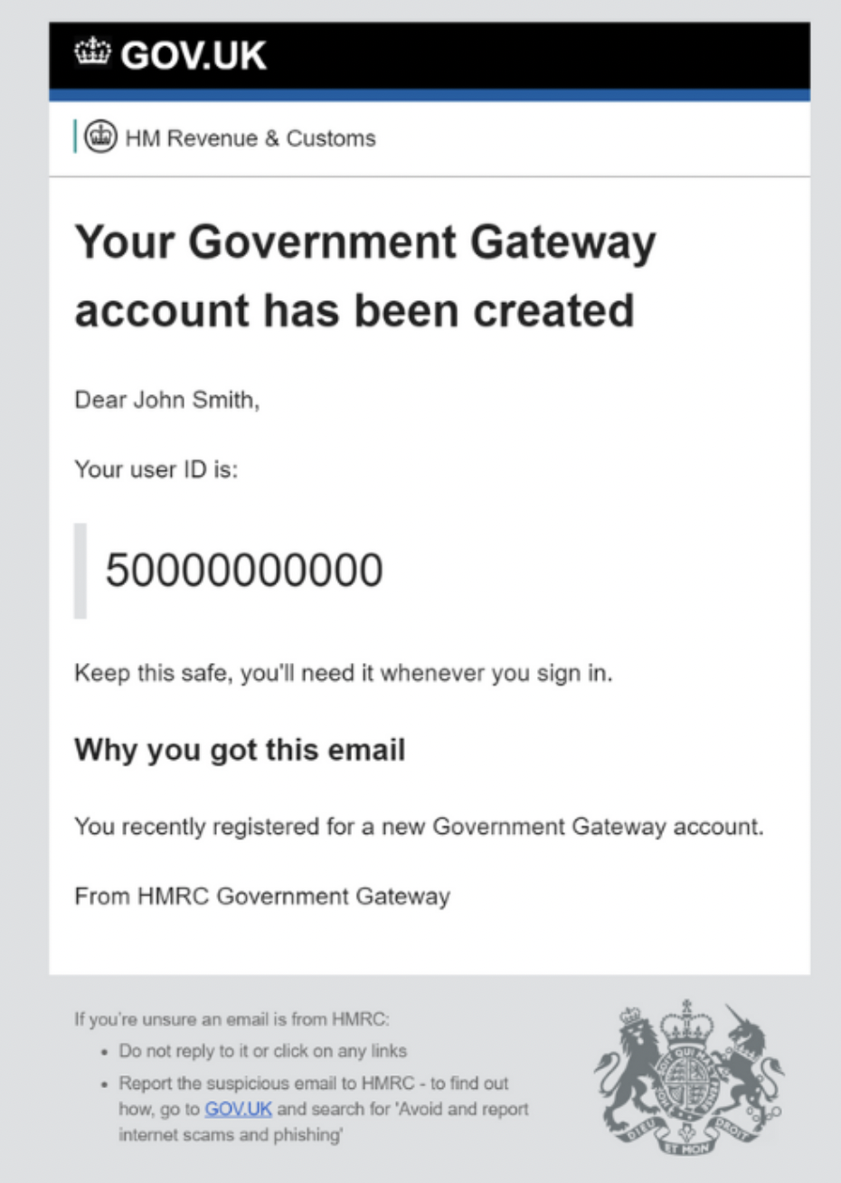 This image is an example of no-reply government email from GOV.UK  taken from taxscouts website. 
