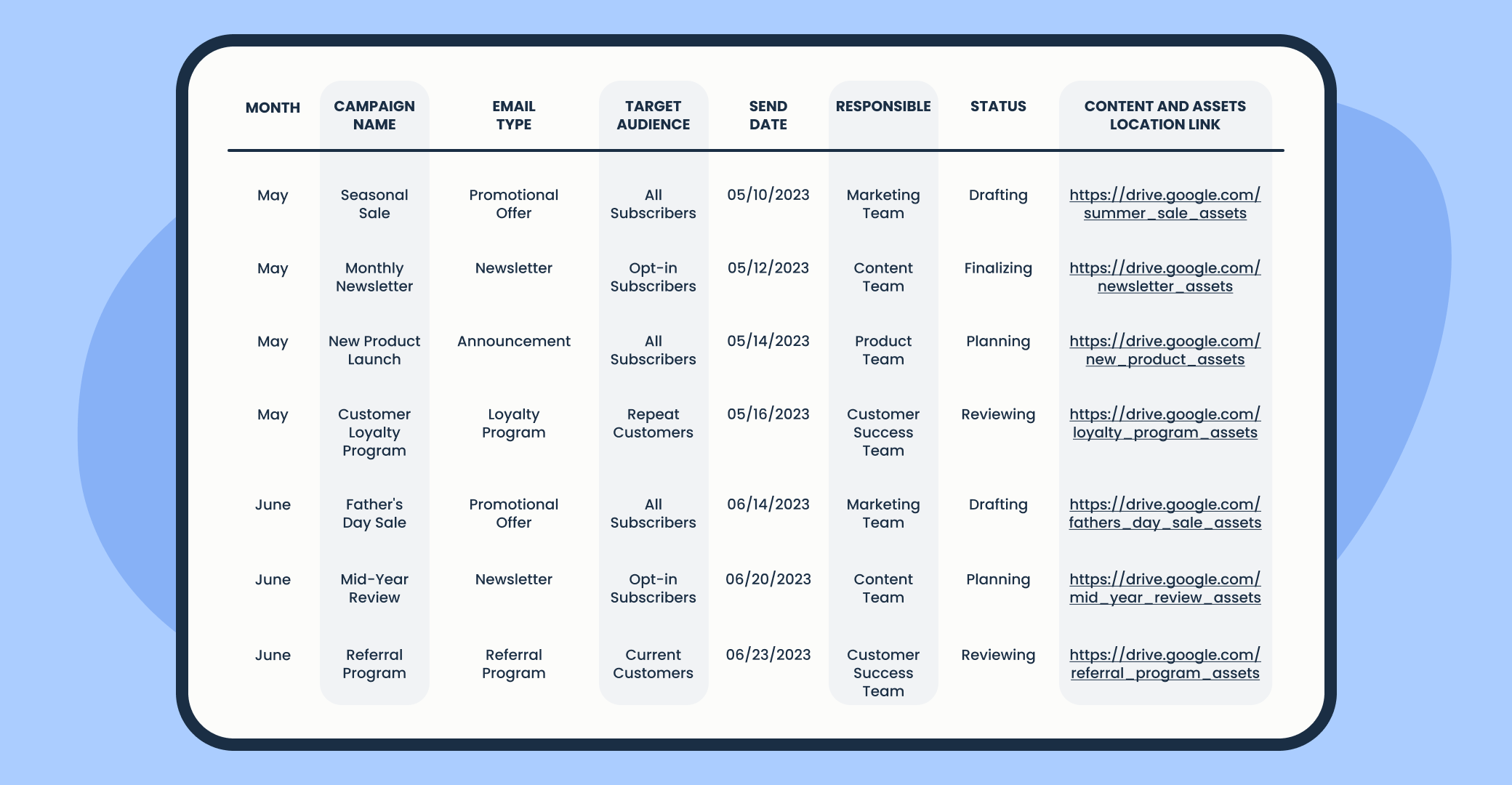 How to create email marketing calendar Showwcase