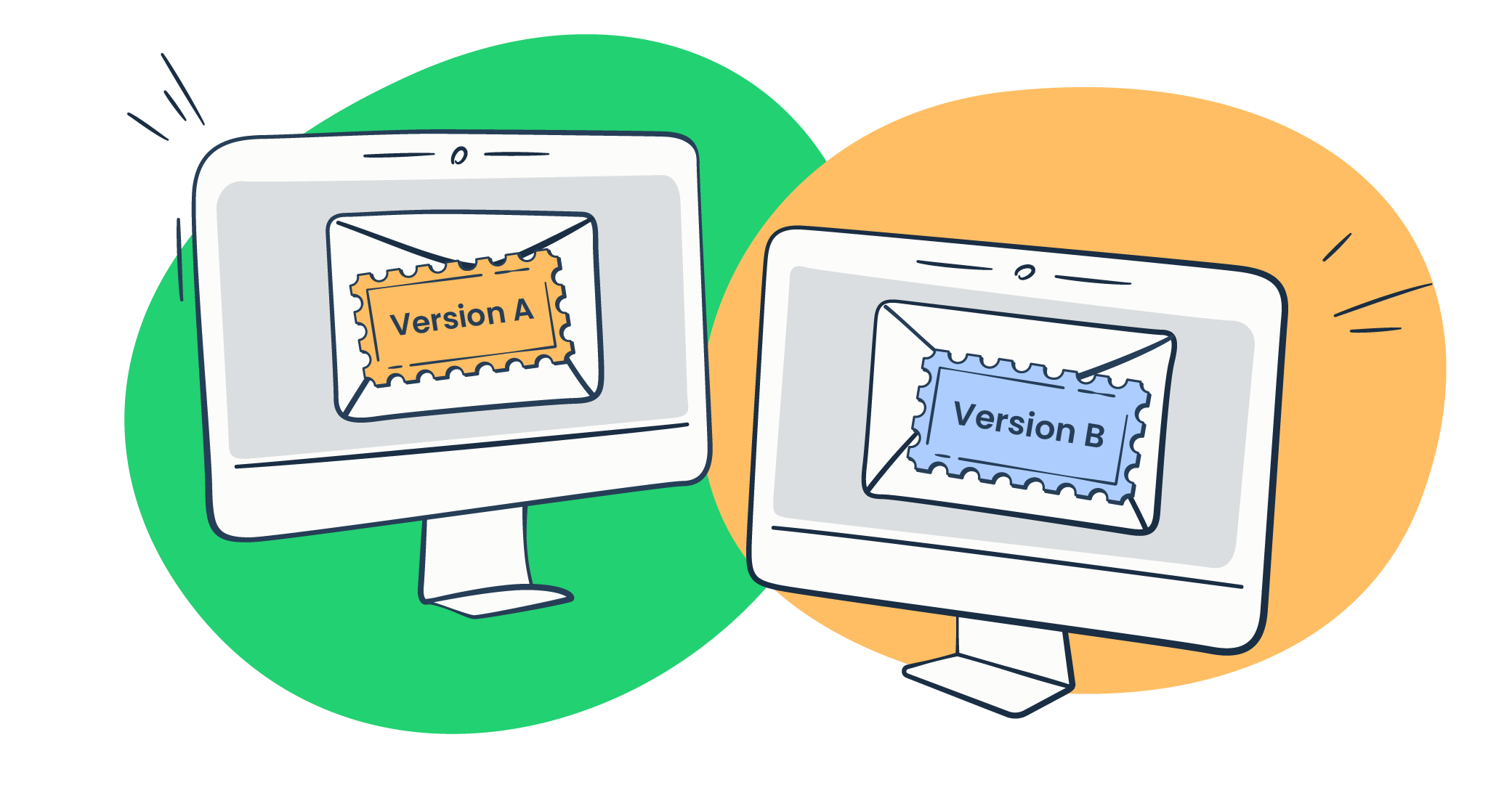 This image is a symbolic graphic representation of A/B testing for the article that covers the topic in detail.