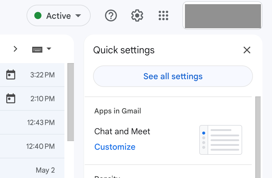 Navigating to Gmail settings 