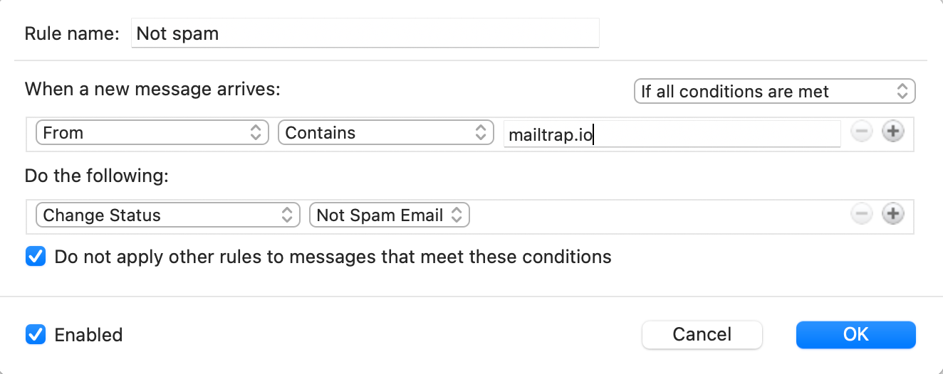 Stopping emails from going to spam with inbox rules in Outlook app