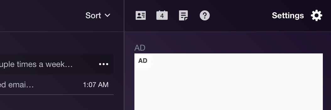 Viewing settings in Yahoo 