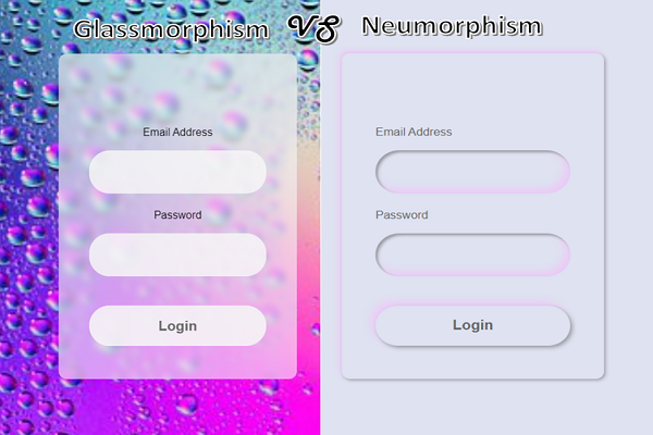 Graphic representation of neumorphism and glassmorphism