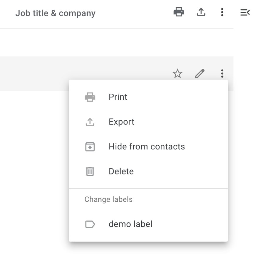 Gmail Contacts settings 